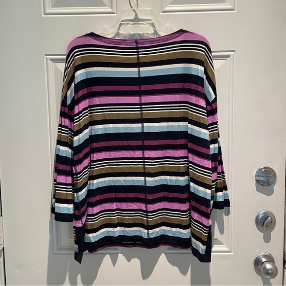 T by Talbots Purple Striped Long Sleeve Top, XL Petite, Athleisure Active Sporty - Picture 8 of 9